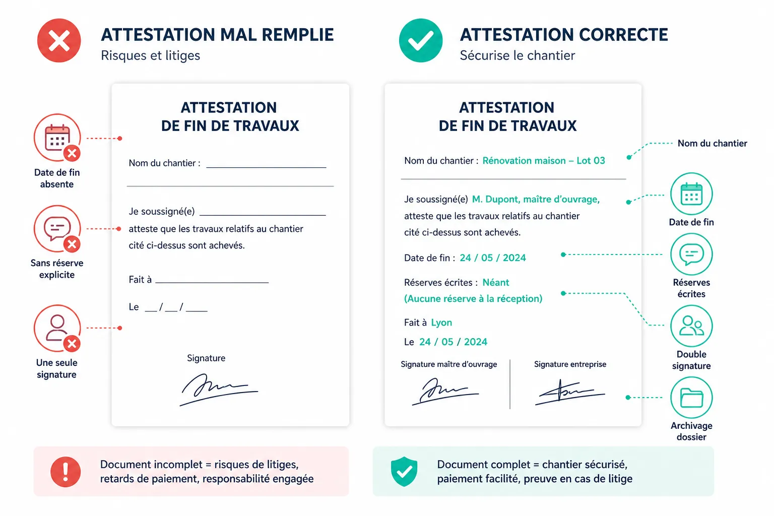 Attestation de fin de travaux : à quoi elle engage