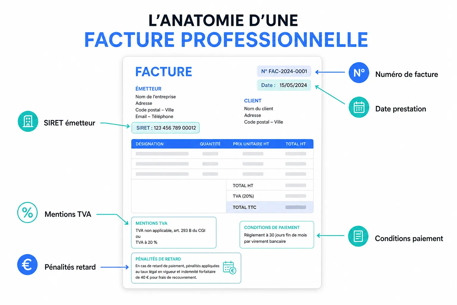 Mentions obligatoires d'une facture : la liste complète